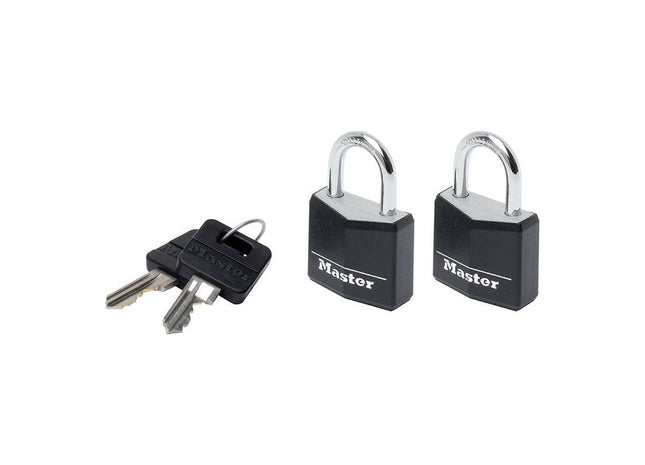 Master Lock Aluminium Black Vinyl Cover 30mm Padlock 4-Pin - Keyed Alike x 2 Master Lock - RockBottom Northampton