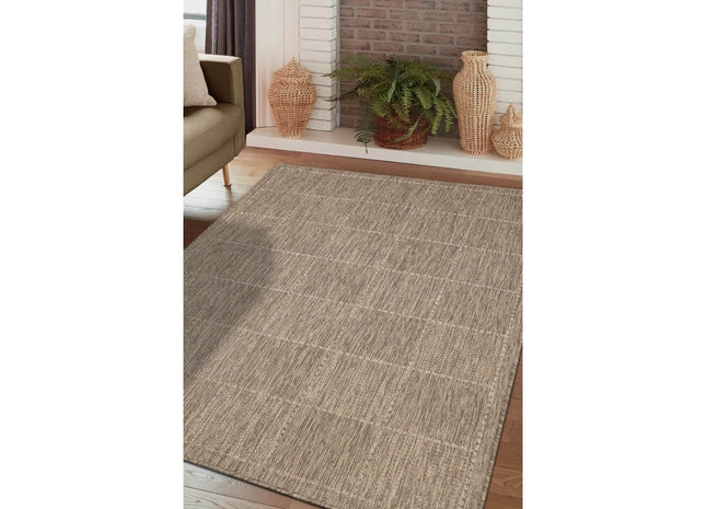 Flatweave Gel Check Latte Runner 60x230cm