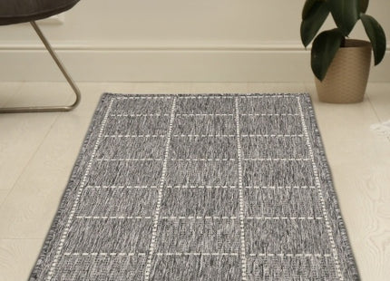 Flatweave Gel Check Steel Grey Runner 60x230cm