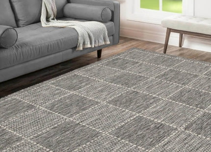 Flatweave Gel Check Steel Grey Mat 50x80cm