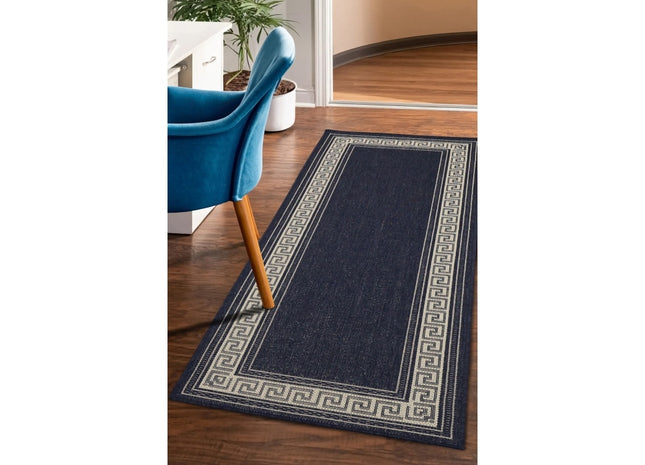 Flatweave Gel Greek Key Navy 60x230cm
