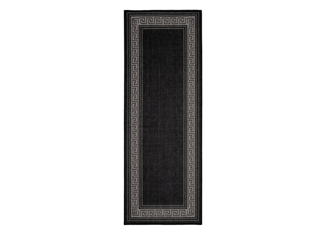 Flatweave Gel Greek Key Runner Black 60x180cm
