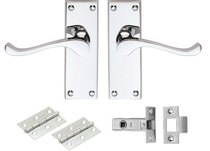 Contract Victorian Scroll Latch Pack    Polished Chrome