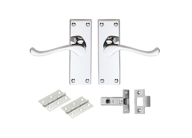 Contract Victorian Scroll Latch Pack    Polished Chrome