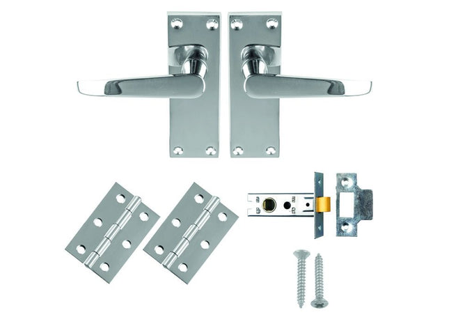 Contract Victorian Straight Latch Pac   Polished Chrome