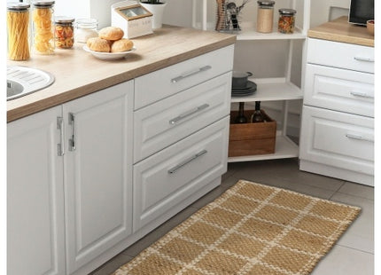 Natural Fibre Jute Rug Check 60x180cm