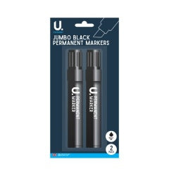 Jumbo Black Permanent Markers 2pk