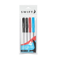 Soft Grip Assorted Luxury Gel Pen 4pk