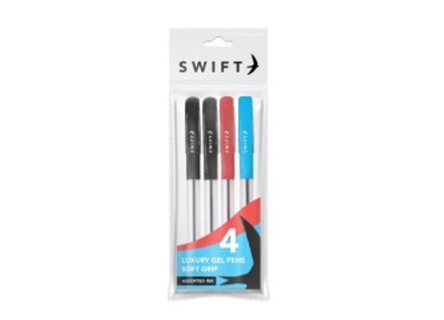 Soft Grip Assorted Luxury Gel Pen 4pk