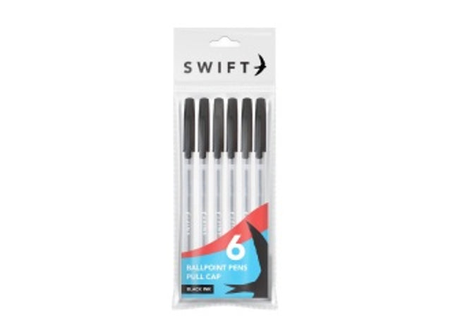 Pull Cap Ballpoint Pens 10pk Black