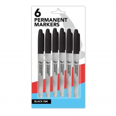 Permanent Markers, 6pk Black