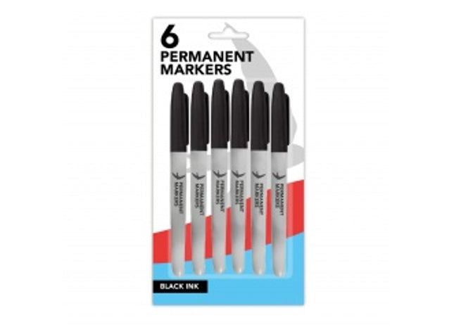 Permanent Markers, 6pk Black