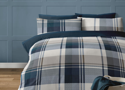 September Teal Check Single Quilt Set