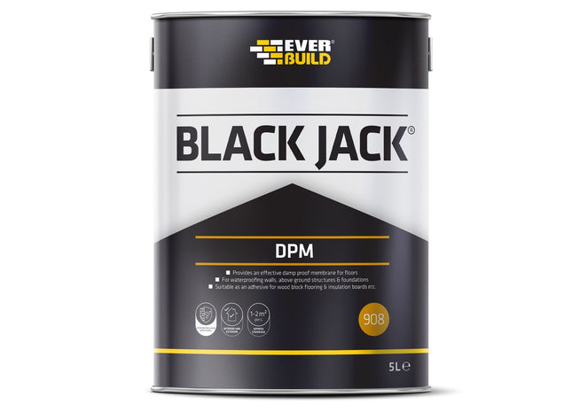 EverBuild Black Jack Black Bitumen Paint 5L DPM
