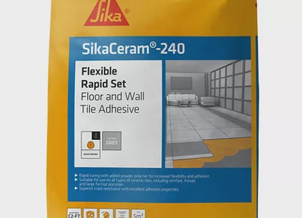 SikaCeram -240 Flexible Rapid Set Floor and Wall Tile Adhesive 20kg grey