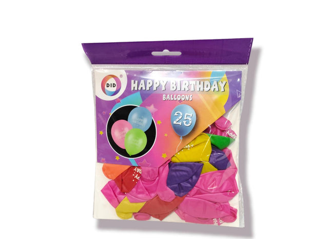 "Happy Birthday" Balloons 25Pk