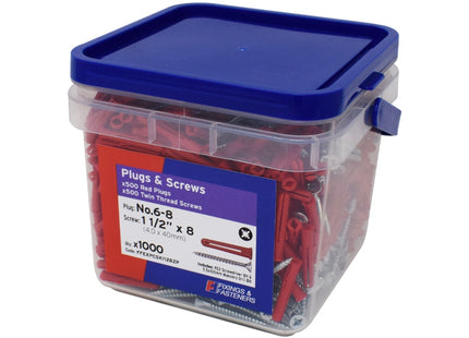 Reduced Plugs & Screws 1/12"X10 No.6-8 1000Pcs